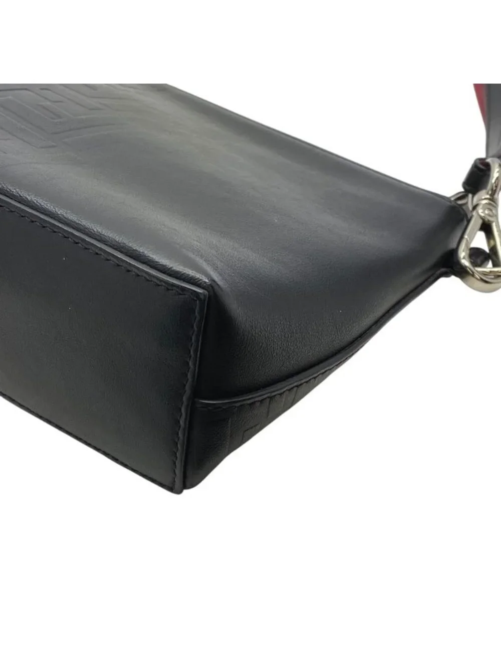 Fendi Clutch Pouch FF Logo Zucca Leather Black Lightweight Capacity